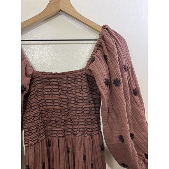 Free People Dahlia Embroidery Maxi Dress XS Gauze Boho Cottagecore Prairie Fairy - Picture 14 of 16